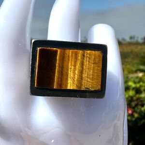 Vintage  square Sterling  men’s Tiger's Eye Ring